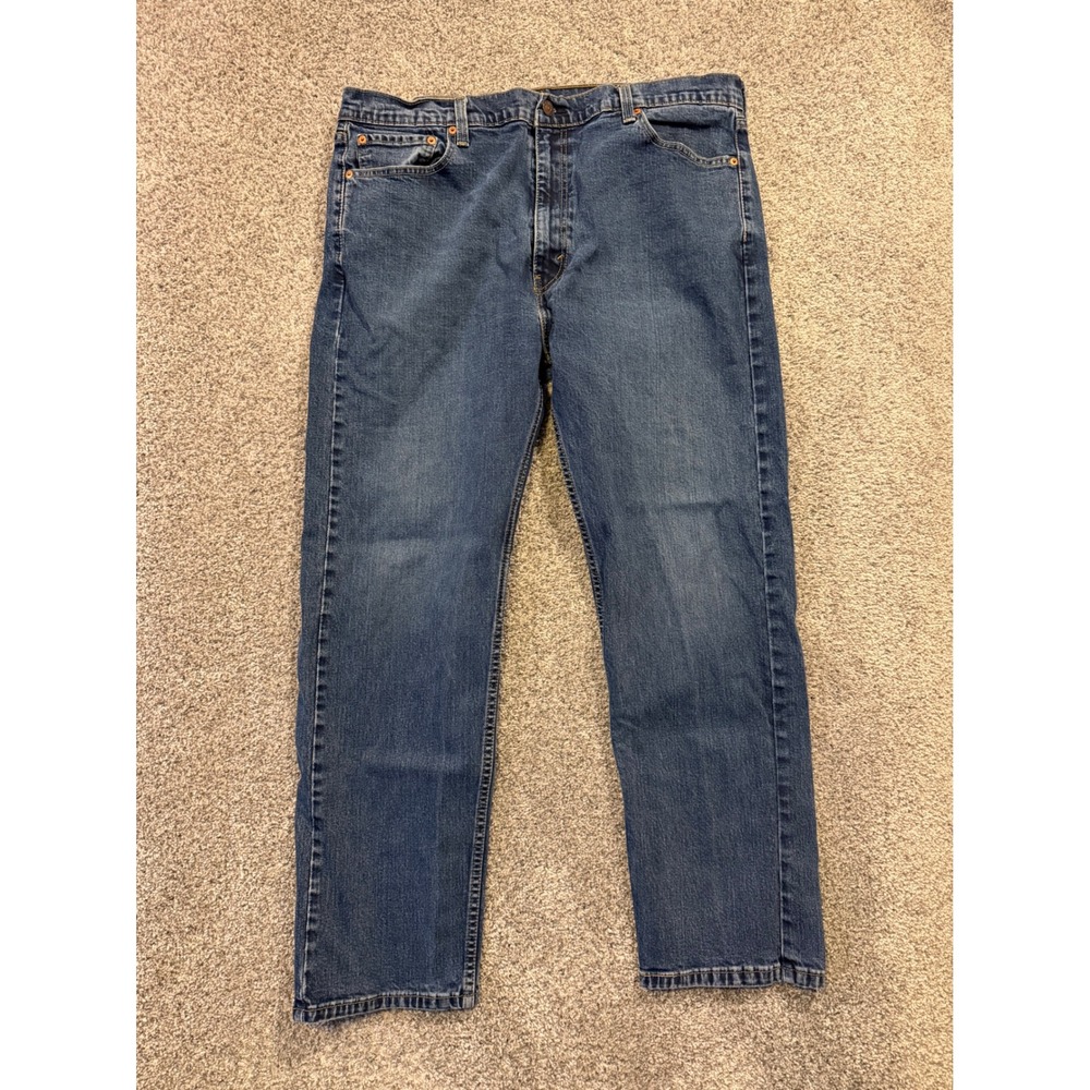 Levis 505 Jeans Mens 42X32 Blue Regular Fit Straight Leg Medium Wash Denim